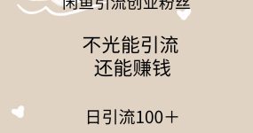 闲鱼精准引流创业粉丝，日引流100＋，引流过程还能赚钱