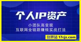 个人IP资产，小团队高变现，互联网全链路赚QIAN实战打法