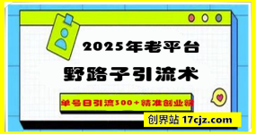 2025年老平台野路子引流术，单号日引流300+精准创业粉