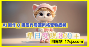 AI制作Q版现代漫画风格宠物视频，单日变现几张