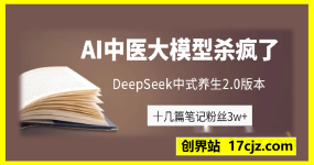 AI中医大模型杀疯了！DeepSeek中式养生2.0版本，十几篇笔记粉丝3w+