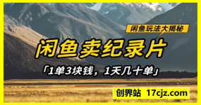 闲鱼卖纪录片1单3块钱，1天几十单，项目稳定有潜力
