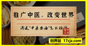 推广中医,改变世界—浅述“中医出海”怎么赚钱