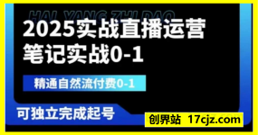 2025实战直播运营0-1，精通自然流付费0-1，可独立完成起号