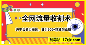 全网流量收割术：跨平台暴力搬运，日引500+精准创业粉