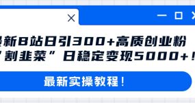 最新B站日引300+高质创业粉教程！“割韭菜”日稳定变现5000+！