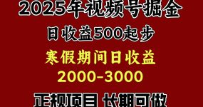 最新视频号项目，单账号日收益500起步，寒假期间日收益2000-3000左右，