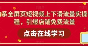 淘系-全屏页短视频上下滑流量实操课程，引爆店铺免费流量（87节视频课）