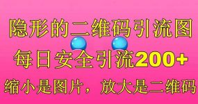 隐形的二维码引流图，缩小是图片，放大是二维码，每日安全引流200+