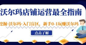 沃尔玛店铺·运营最全指南，挖掘·沃尔玛·入门盲区，新手0-1玩赚沃尔玛