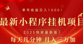 小程序挂机项目，轻松月入三万+