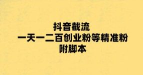 最新抖音截流玩法，一天轻松引流一二百创业精准粉