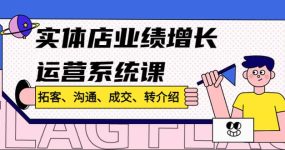 实体店业绩增长运营系统课，拓客、沟通、成交、转介绍!