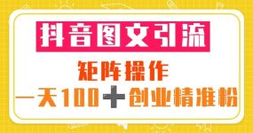 抖音图文引流 矩阵操作 一天100+创业精准粉（5节视频课+素材模板）