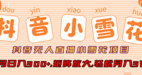 抖音无人直播，小雪花项目，单号日入300+,矩阵放大,轻松月入3W+