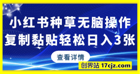 全网首发，小红书种草无脑操作，复制黏贴即可，轻松日入3张