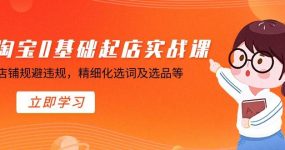 淘宝0基础起店实操课，店铺规避违规，精细化选词及选品等