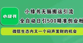 小绿书小白无脑搬运引流，全自动日引500精准创业粉，微信生态内又一个闷声发财的机会