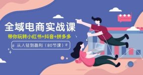 全域电商实战课：从入驻到盈利，带你玩转小红书+抖音+拼多多（80节课）