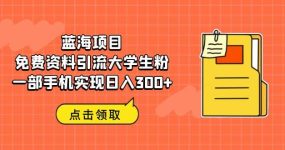 蓝海项目，免费资料引流大学生粉一部手机实现日入300+