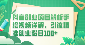 抖音创业项目解析手绘视频详解，引流精准创业粉日100+