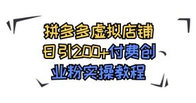 拼多多虚拟店铺日引200+付费创业粉实操教程