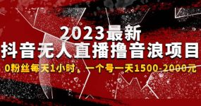 2023最新抖音无人直播撸音浪项目，0粉丝每天1小时，一个号一天1500-2000元