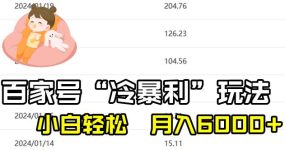 百家最新“冷暴利”玩法，小白轻松月入6000+