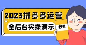 2023拼多多·运营：14节干货实战课，拒绝-口嗨，全后台实操演示