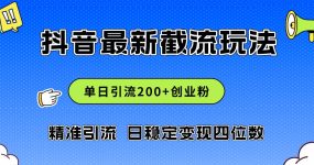 2024年抖音评论区最新截流玩法，日引200+创业粉，日稳定变现四位数实操…