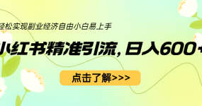 小红书精准引流，小白日入600+，轻松实现副业经济自由（教程+1153G资源）