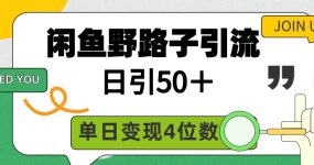 闲鱼野路子引流创业粉，日引50＋，单日变现四位数