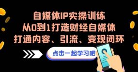 自媒体IP实操训练，从0到1打造财经自媒体，打通内容、引流、变现闭环