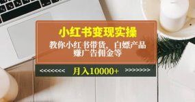 小红书变现实操：教你小红书带货，白嫖产品，赚广告佣金等