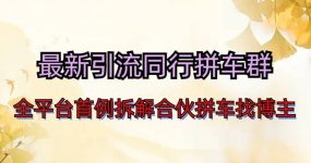 最新引流同行拼车群合伙拼车找博主日引百人新玩法