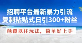 招聘平台最新暴力引流，复制粘贴式日引300+粉丝，颠覆以往垃圾玩法，简…