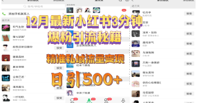 12月最新小红书3分钟爆粉引流秘籍，精准私域流量变现 日引500+