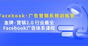 Facebook·广告营销系统训练营：金牌·营销2.0 行业最全Facebook广告·体系