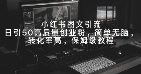 小红书图文引流，日引50高质量创业粉，简单无脑，转化率高，保姆级教程