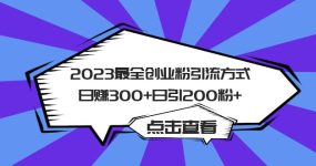 2023最全创业粉引流方式日赚300+日引200粉+