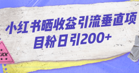 小红书晒收益图引流垂直项目粉日引200+