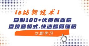 【B站新技术】日引100+优质创业粉，直接套模式，快速搞网赚粉