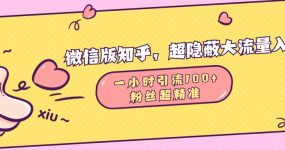 微信版知乎，超隐蔽流量入口，一小时引流100人，粉丝质量超高
