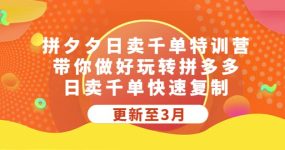 拼夕夕日卖千单特训营，带你做好玩转拼多多，日卖千单快速复制 (更新至3月)