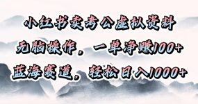 小红书卖考公虚拟资料，无脑操作，一单净赚100+，蓝海赛道，轻松日入1000+