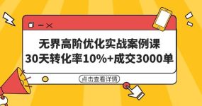 无界高阶优化实战案例课，30天转化率10%+成交3000单（8节课）