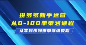 拼多多新手运营从0-100单策划课程，从零起步到爆单详细教程