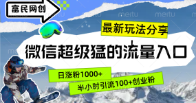 最新玩法分享！微信最猛的流量入口，半小时引流100+创业粉！！