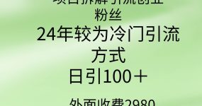 项目拆解引流创业粉丝，24年较冷门引流方式，轻松日引100＋