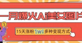 一月爆火ai美女图片，短视频热门玩法，15天涨粉1W多变现方式，深度解析!